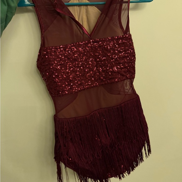 Balera Burgundy Sequin Bodysuit Performance Leotard - Picture 2 of 4